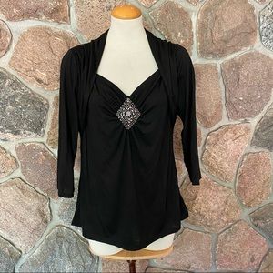 Beautiful Daniel Laurent top with faux bolero and beaded embellishment